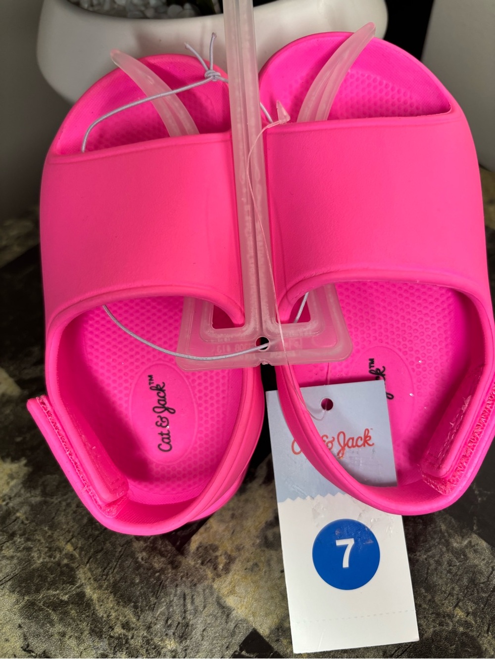 Cat & Jack Neon Pink Kids Slide Sandals